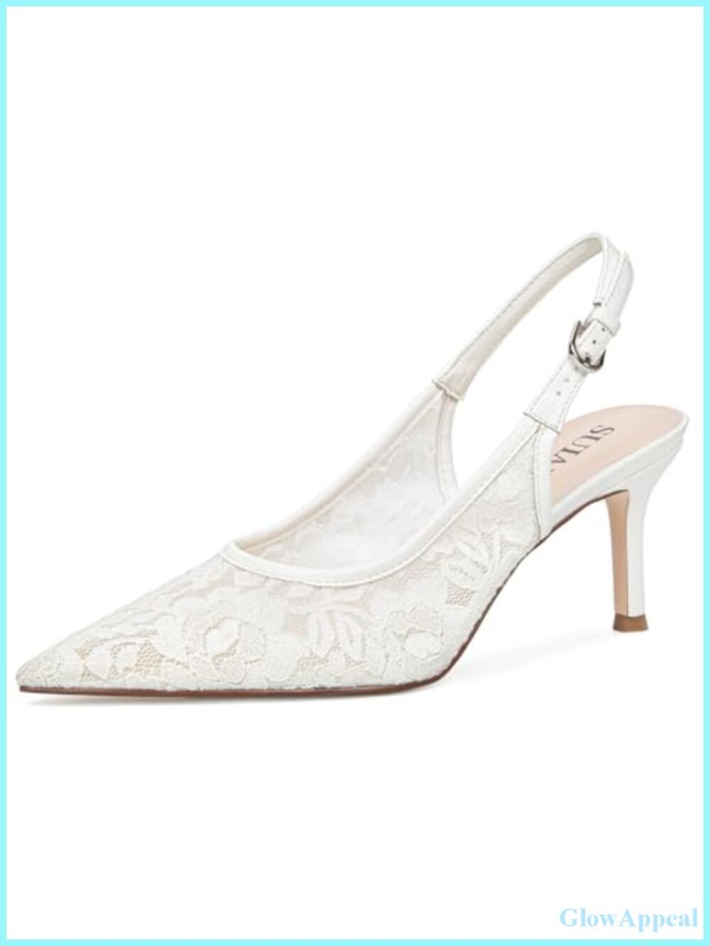 Wedding Lace Kitten Heels Mesh Slingback Pointed Toe Pumps